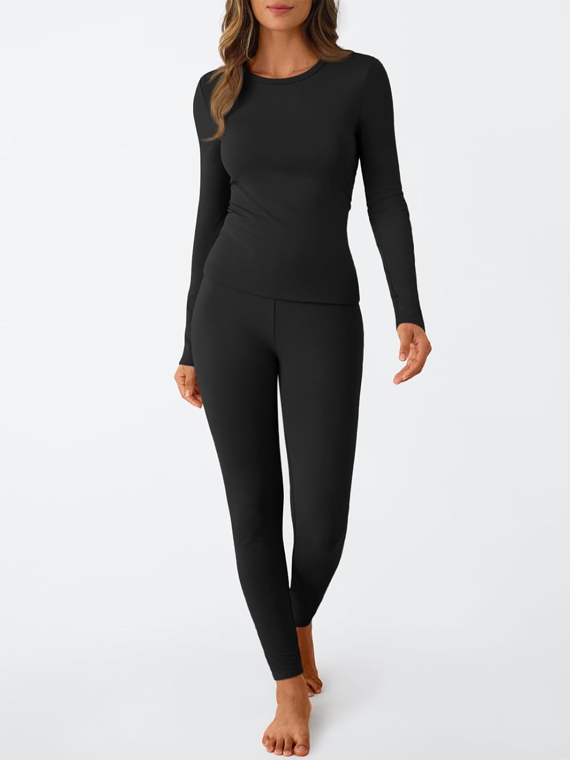 Women Long  Thermal Underwear Fleece Lined Leggings Warm Pajama Pants Set Shirts Winter Clothes 2025