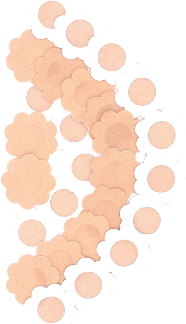 40 Pieces Breast Covers Nipple Cover Pasties, Disposable Nipple Covers, Bra Pad, Self-Adhesive No Show Bra For Women (Standard 6 cm, Beige)