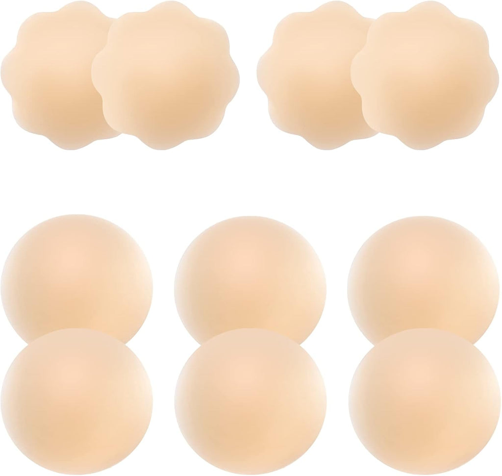 5 Pairs Nipple Covers, Invisible Nipple Covers for Women, Silicone Petals/Pasties Nipple Covers Reusable Washable Nude