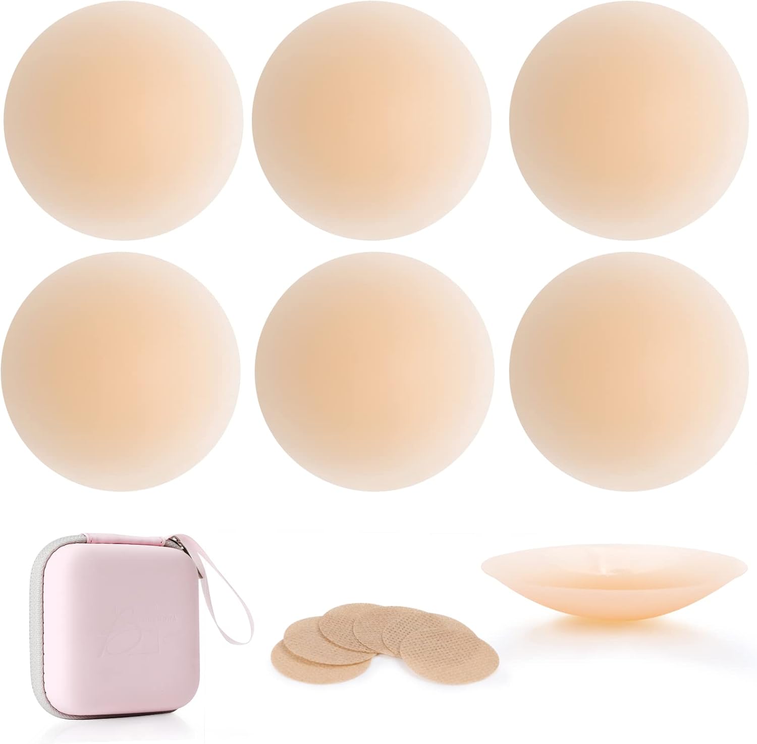 Nipple Covers 3 Pairs, Nipple Pasties for Women Reusable, Ultra Thin Pasties Adhesive Silicone Breast Petals with Travel Box