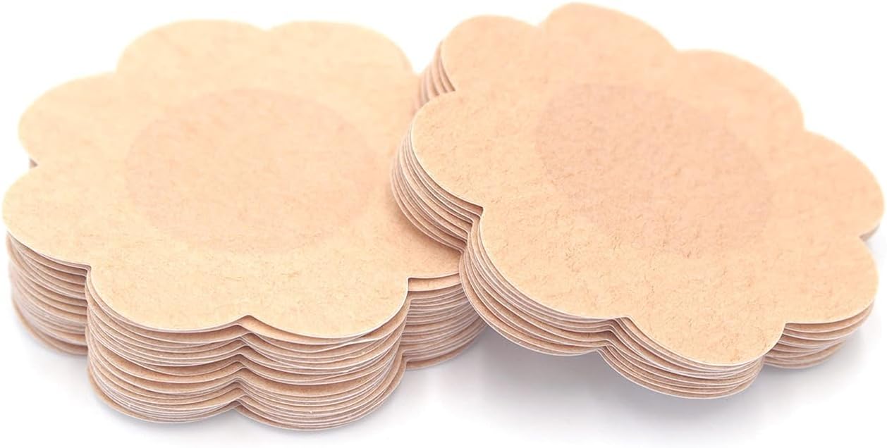 40 Pieces Breast Covers Nipple Cover Pasties, Disposable Nipple Covers, Bra Pad, Self-Adhesive No Show Bra For Women (Standard 6 cm, Beige)