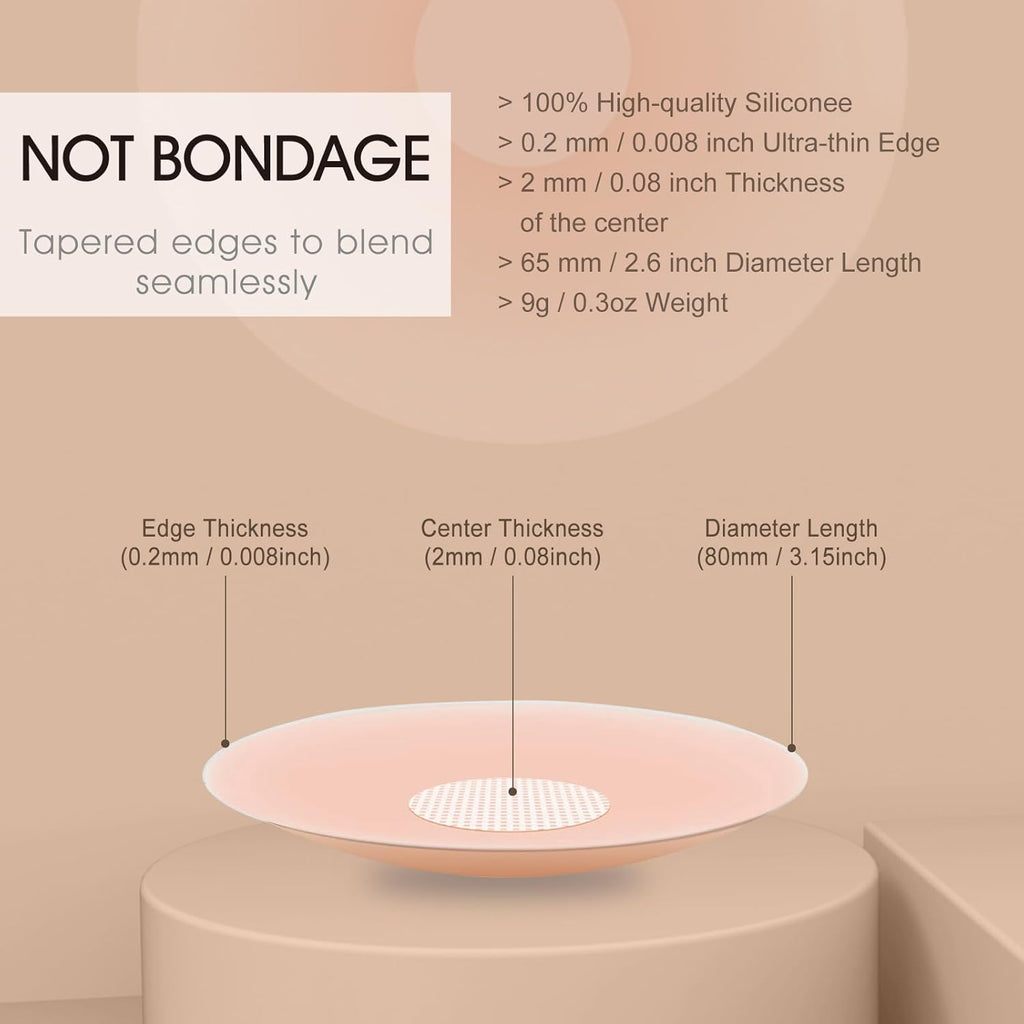 Silicone Nipple Covers, Nippleless Pasties for Women Reusable Adhesive Invisible 6 Pairs Round and Petal with Case