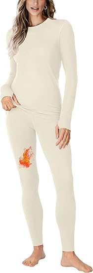 Women thermal long underwear, fleece-lined pajama set, winter clothing