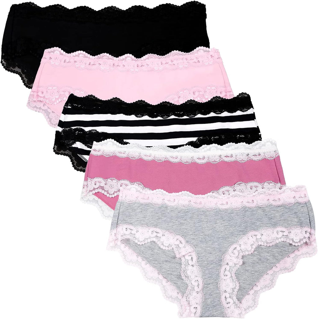 Women  Underwear Soft Breathable Cotton Brief Ladies Panties 5-Pack