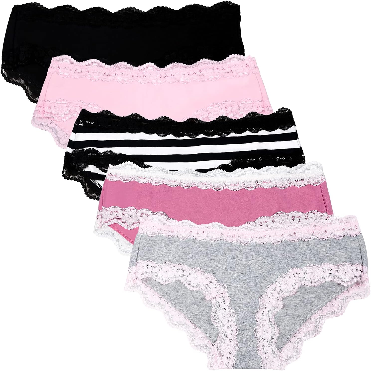 Women  Underwear Soft Breathable Cotton Brief Ladies Panties 5-Pack