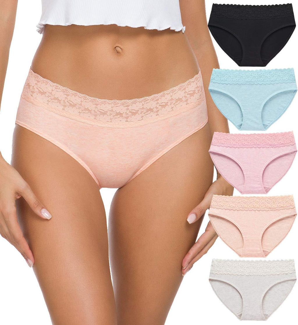 Hipster Panties for Women Underwear Lace Bikini Hip-huggers Panties 5 Pack(218S-Black)