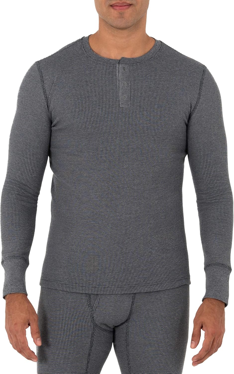 Men's Recycled Waffle Thermal Underwear Henley Top (1 and 2 Packs)