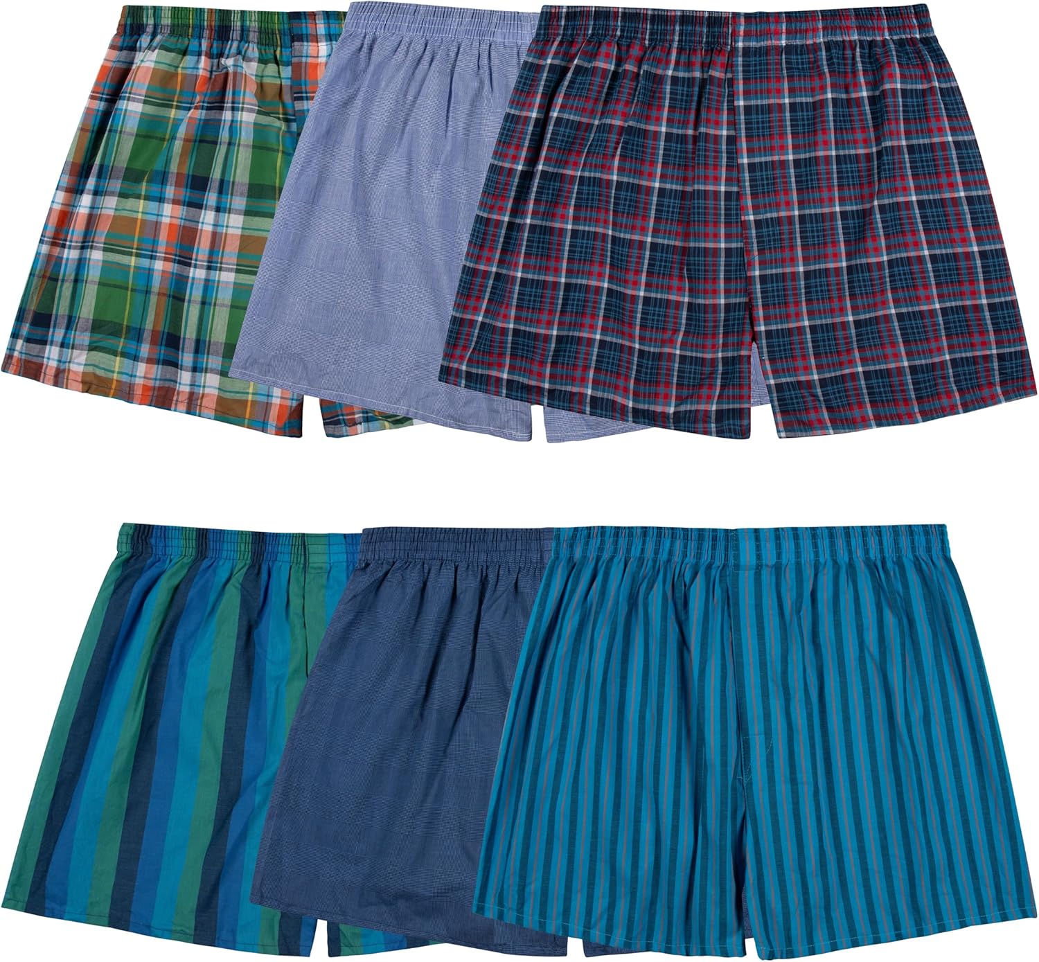 Men's Tag Free Woven Boxer Shorts, Relaxed Fit, Moisture Wicking, Assorted Color Multipacks